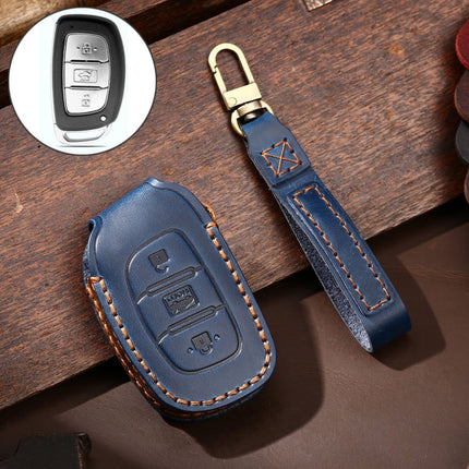 Hallmo Car Cowhide Leather Key Protective Cover Key Case for Hyundai IX35 A Style, For Hyundai IX35 A Style