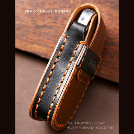 Hallmo Car Cowhide Leather Key Protective Cover Key Case for Hyundai IX35 A Style, For Hyundai IX35 A Style