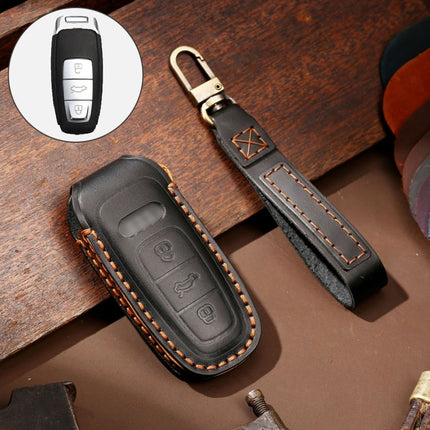 Hallmo Car Cowhide Leather Key Protective Cover Key Case for Audi A6L / A8L / A4 / A7 / A5 C Style