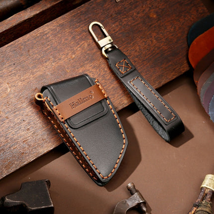 Hallmo Car Cowhide Leather Key Protective Cover Key Case for BMW Blade Style, For BMW Blade Style