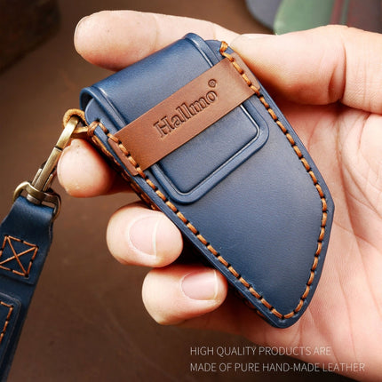 Hallmo Car Cowhide Leather Key Protective Cover Key Case for BMW Blade Style, For BMW Blade Style