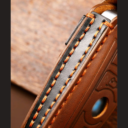 Hallmo Car Cowhide Leather Key Protective Cover Key Case for BMW Blade Style, For BMW Blade Style