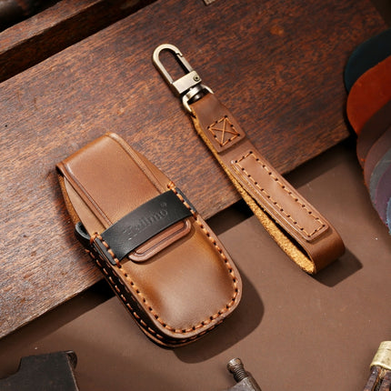 Hallmo Car Cowhide Leather Key Protective Cover Key Case for New Mercedes-Benz E300L, For New Mercedes-Benz E300L