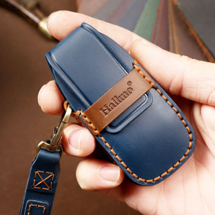 Hallmo Car Cowhide Leather Key Protective Cover Key Case for New Mercedes-Benz E300L