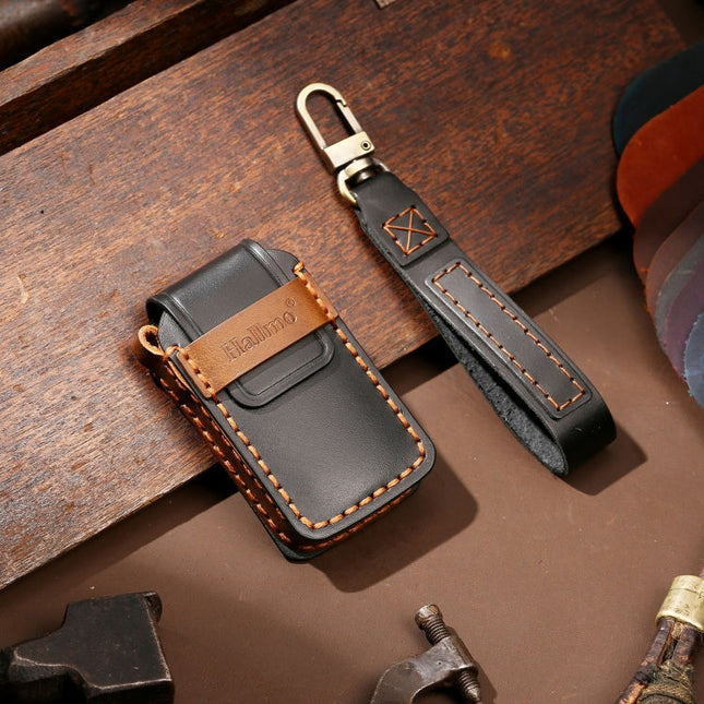 Hallmo Car Cowhide Leather Key Protective Cover Key Case for Honda Civic / Accord 2-button, For Honda Civic / Accord 2-button