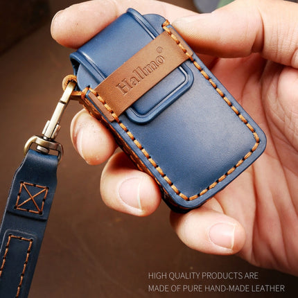 Hallmo Car Cowhide Leather Key Protective Cover Key Case for Honda Civic / Accord 3-button Start, For Honda Civic / Accord 3-button Start