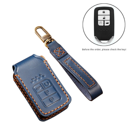 Hallmo Car Cowhide Leather Key Protective Cover Key Case for Honda Civic / Accord 4-button, For Honda Civic / Accord 4-button