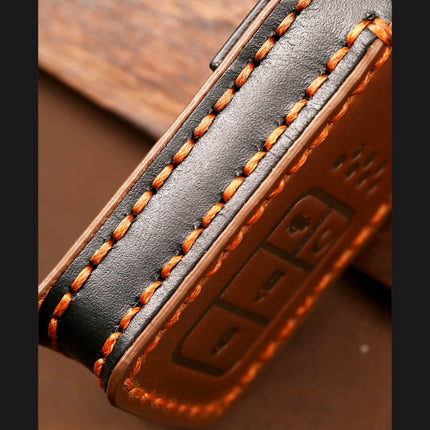 Hallmo Car Cowhide Leather Key Protective Cover Key Case for Honda Civic / Accord 4-button, For Honda Civic / Accord 4-button