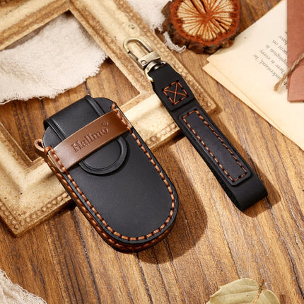 Hallmo Car Cowhide Leather Key Protective Cover Key Case for Jeep Compass, For Jeep Compass