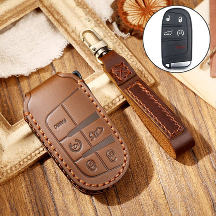 Hallmo Car Cowhide Leather Key Protective Cover Key Case for Jeep Compass, For Jeep Compass