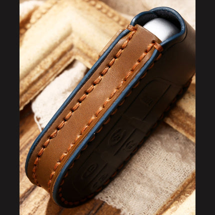 Hallmo Car Cowhide Leather Key Protective Cover Key Case for Jeep Compass, For Jeep Compass