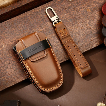 Hallmo Car Cowhide Leather Key Protective Cover Key Case for Ford Focus B Style, For Ford Focus B Style