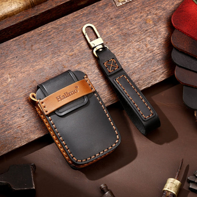 Hallmo Car Cowhide Leather Key Protective Cover Key Case for Land Rover Discovery 5 A Style, For Land Rover Discovery 5 A Style
