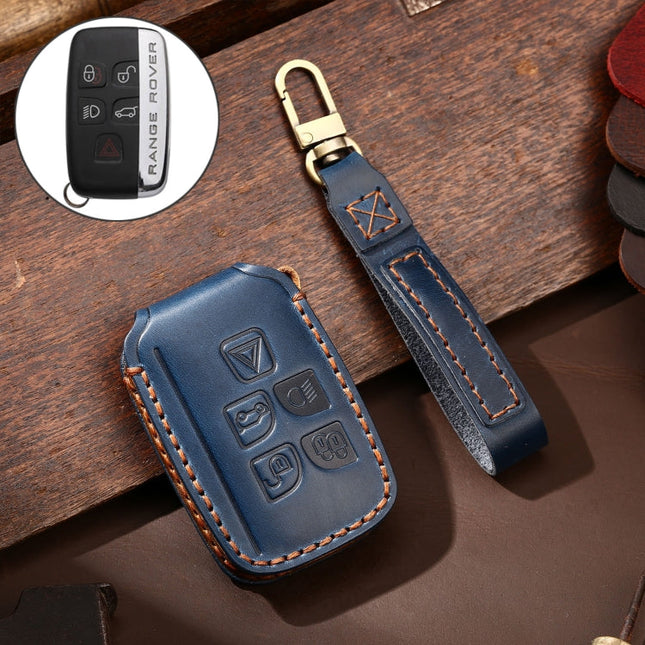 Hallmo Car Cowhide Leather Key Protective Cover Key Case for Land Rover Discovery 5 A Style