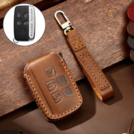 Hallmo Car Cowhide Leather Key Protective Cover Key Case for Land Rover Discovery 5 A Style