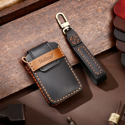 Hallmo Car Cowhide Leather Key Protective Cover Key Case for Volvo 5-button, For Volvo 5-button