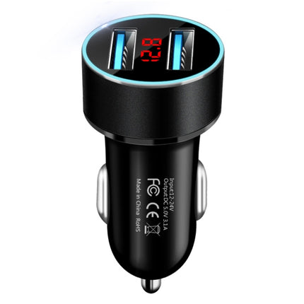 JMG-C016A 5V 3.1A Car Dual USB Charger with LED Display, JMG-C016A (Silver), JMG-C016A (Black), JMG-C016A (Gold), JMG-C016A (Blue), JMG-C016A (Red)