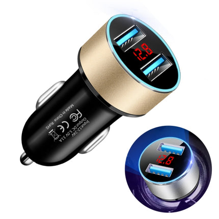 JMG-C016A 5V 3.1A Car Dual USB Charger with LED Display, JMG-C016A (Silver), JMG-C016A (Black), JMG-C016A (Gold), JMG-C016A (Blue), JMG-C016A (Red)