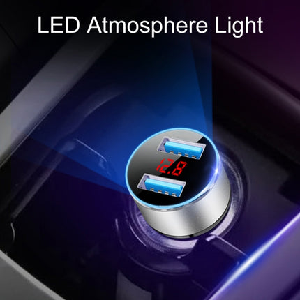 JMG-C016A 5V 3.1A Car Dual USB Charger with LED Display, JMG-C016A (Silver), JMG-C016A (Black), JMG-C016A (Gold), JMG-C016A (Blue), JMG-C016A (Red)