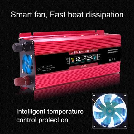 Carmaer Universal 12V to 220V 500W Car LCD Display Inverter Household Power Converter, Universal 12V to 220V 500W