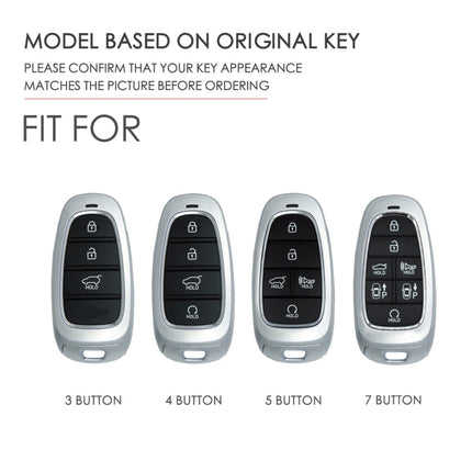 Hallmo Car Cowhide Leather Key Protective Cover Key Case for Hyundai 4-button Start, For Hyundai 4-button Start
