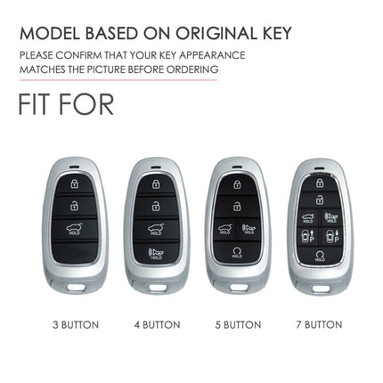 Hallmo Car Cowhide Leather Key Protective Cover Key Case for Hyundai 7-button, For Hyundai 7-button