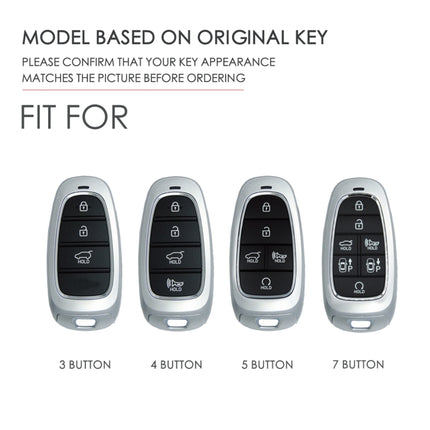 Hallmo Car Cowhide Leather Key Protective Cover Key Case for Hyundai 7-button