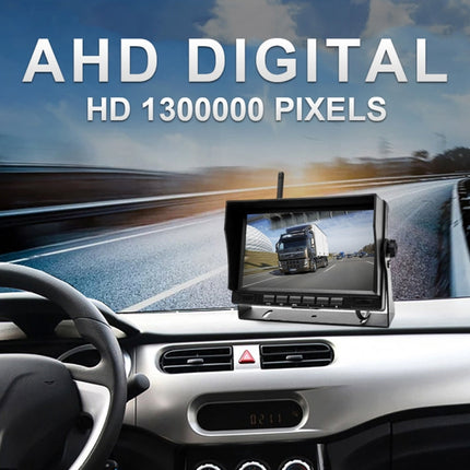 7 inch Car Digital Wireless Rear-view Split-screen Monitor Four Record, Four Record