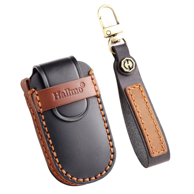 Hallmo Car Genuine Leather Key Protective Cover for Jeep Compass 4-button