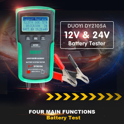 DUOYI DY2015A Car 12V 24V Digital CCA Load Battery Charging Digital Capacity Tester, DY2015A