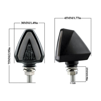 2 PCS KC018A Motorcycle Triangular V-shaped Two-color LED Brake Turn Signal Light, KC018A