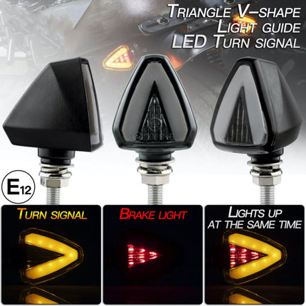2 PCS KC018A Motorcycle Triangular V-shaped Two-color LED Brake Turn Signal Light, KC018A