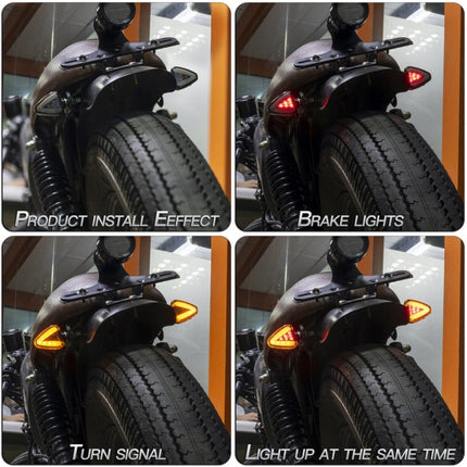 2 PCS KC018A Motorcycle Triangular V-shaped Two-color LED Brake Turn Signal Light