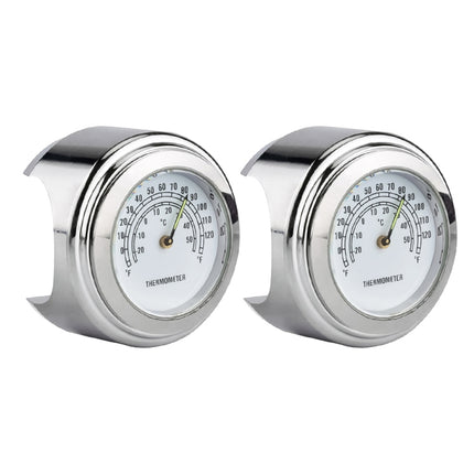 2 PCS Motorcycle 22-25mm Handlebar Thermometer, Thermometer (Black), Thermometer (White)