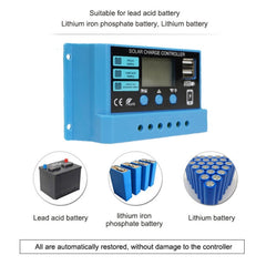 20A Solar Charge Controller 12V / 24V Lithium Lead-Acid Battery Charge Discharge PV Controller, 20A