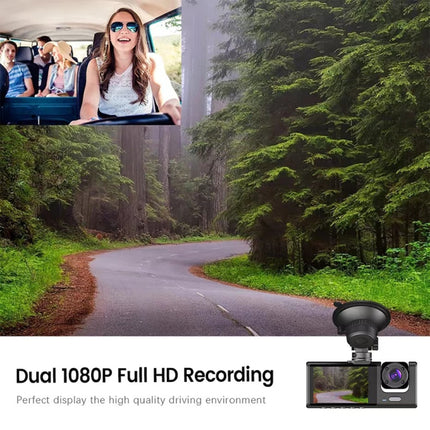 A1 3-lens Video HD Night Vision Car Driving Recorder, with Rear View Camera, A1