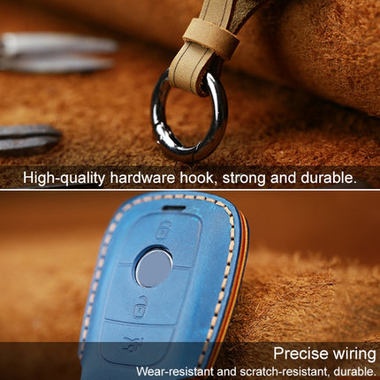 For Mercedes-Benz Colorful Edge Style Car Cowhide Leather Key Protective Cover Key Case, For Mercedes-Benz