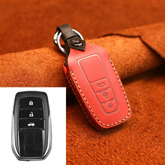 For Toyota Car Cowhide Leather Key Protective Cover Key Case, Three Keys Version