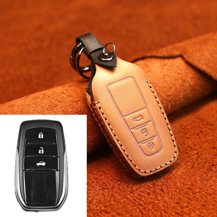 For Toyota Car Cowhide Leather Key Protective Cover Key Case, Three Keys Version