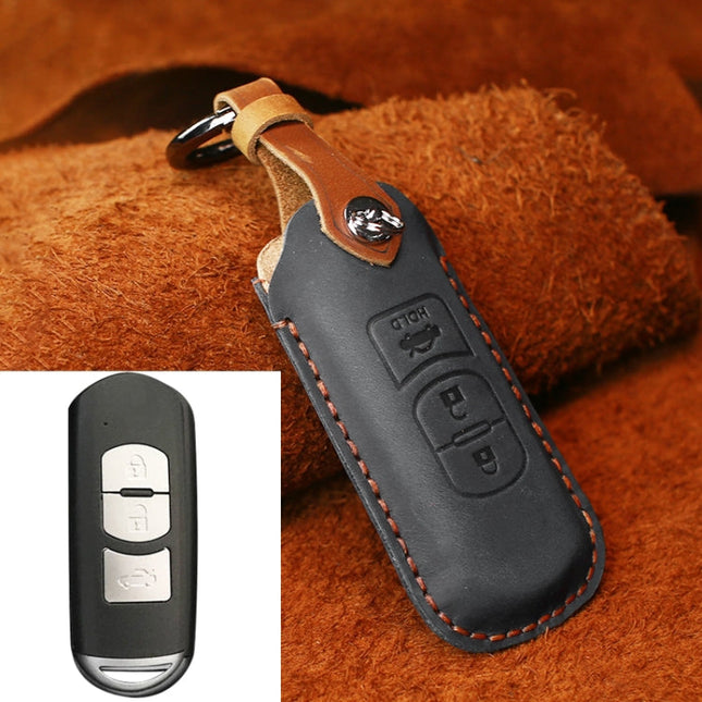 For Mazda Old Style Hallmo Car Cowhide Leather Key Protective Cover Key Case, Three Keys Version, Three Keys Version, For Mazda Old Style, Three Keys Version, For Mazda Old Style