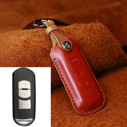 For Mazda Old Style Hallmo Car Cowhide Leather Key Protective Cover Key Case, Three Keys Version, Three Keys Version, For Mazda Old Style, Three Keys Version, For Mazda Old Style