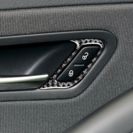 2 PCS / Set Carbon Fiber Car Door Lock Frame Decorative Sticker for Volkswagen Scirocco 2009-2016,Left Drive, Door Lock Frame ,Left Drive