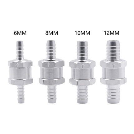 Car 6mm Aluminium Alloy Fuel Petrol One Way Non Return Check Valve, 6mm Silver