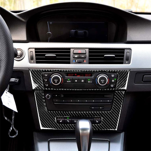 Carbon Fiber Car Central Control CD Panel Decorative Sticker for BMW E90 / E92 2005-2012, High Edition with Hole, CD Panel(High Edition with Hole)