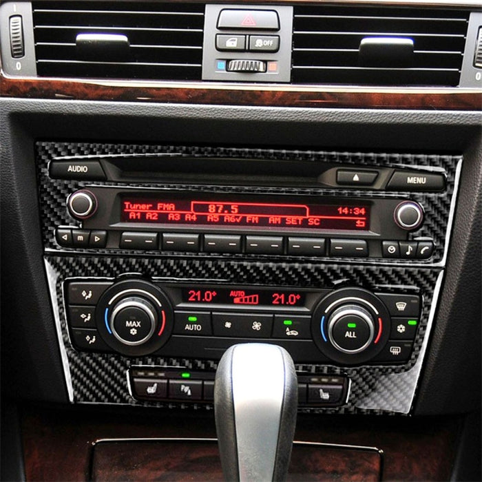 Carbon Fiber Car Central Control CD Panel Decorative Sticker for BMW E90 / E92 2005-2012, Non Navigation with Hole, CD Panel(Non Navigation with Hole)