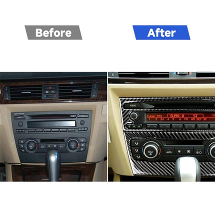 Carbon Fiber Car Central Control CD Panel Decorative Sticker for BMW E90 / E92 2005-2012, Non Navigation without Hole, CD Panel(Non Navigation without Hole)