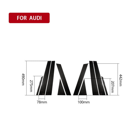 10 in 1 Car Carbon Fiber Center Pillar Decorative Sticker for Audi Q7 / SQ7 4M 2016-2019, Left and Right Drive Universal, For Audi Q7