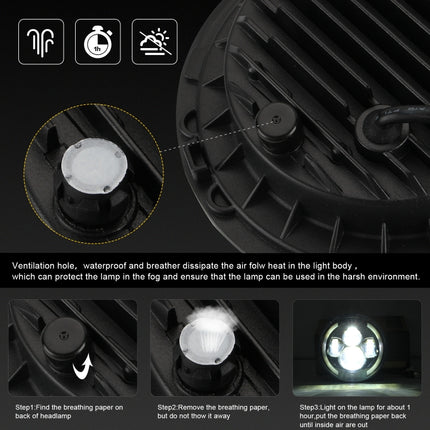 7 inch H4 / H13 DC 9V-30V 3000LM 3000K-6000K 25W Car Round Shape LED Headlight Lamps for Jeep Wrangler, with Angel Eye, For Jeep Wrangler, For Jeep Wrangler (Blue Light)