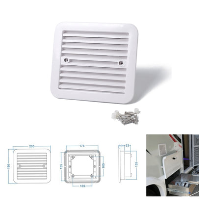 12V White Air Vent with Fan RV Trailer Caravan Gale Side Air Ventilation, A0672-02