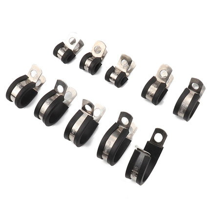 10 PCS Car Rubber Cushion Pipe Clamps Stainless Steel Clamps, Size: 11/8 inch (35mm), Size: 11/8 inch (35mm)